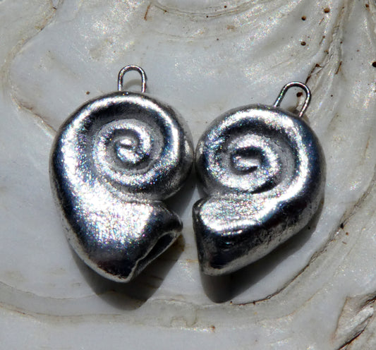Ceramic Silvery Nautilus Shell Charms