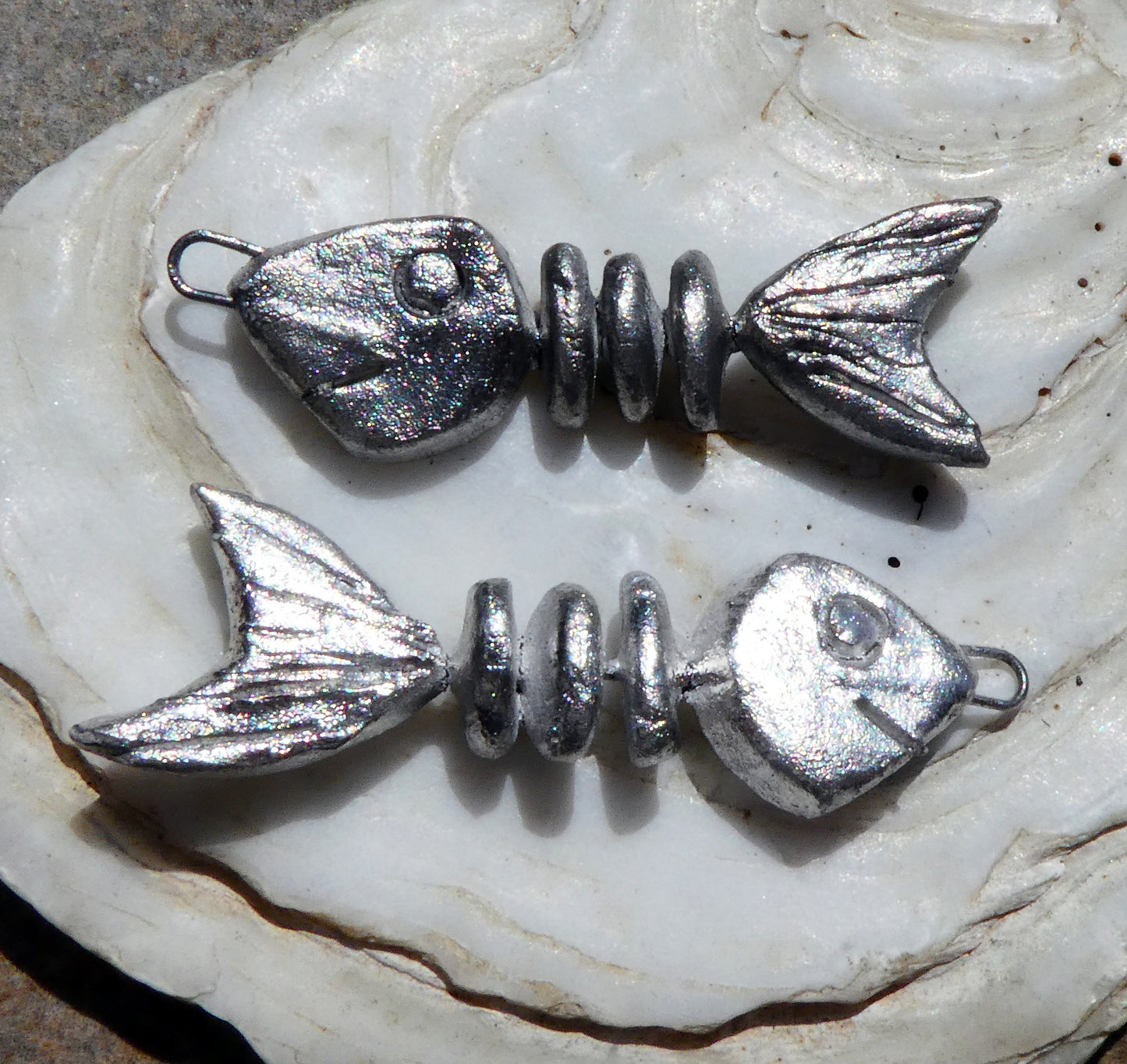 Ceramic Silvery Fish Charms