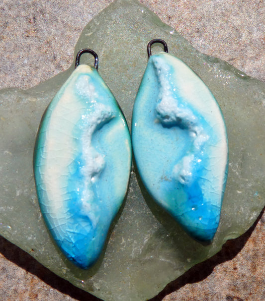 Ceramic Moulded Wave Surfboard Charms - Larimar