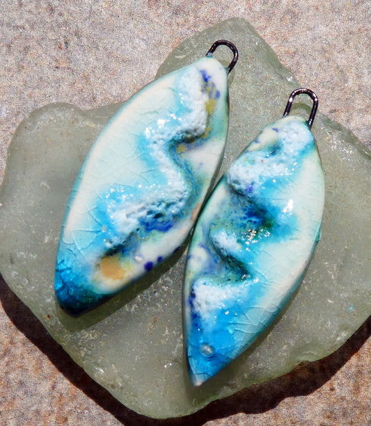 Ceramic Moulded Wave Surfboard Charms - Seawind