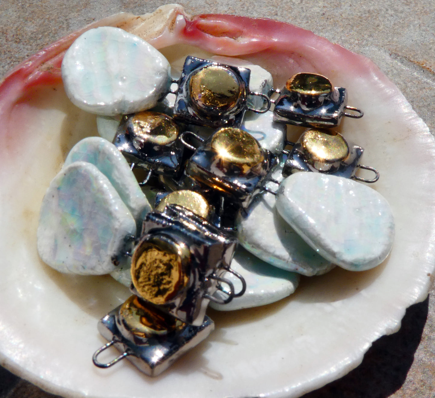 Ceramic Lustrous Pearly Dangles