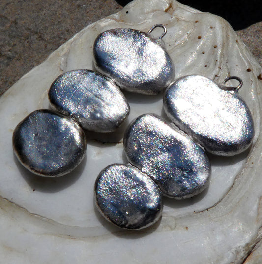 Ceramic Silvery Pebble Stack Dangles