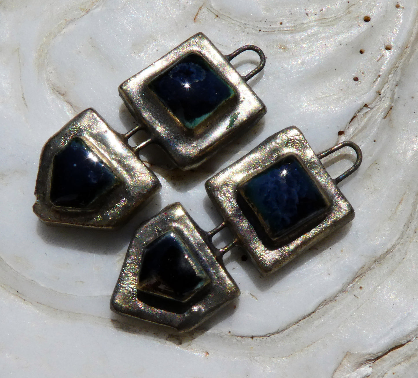 Ceramic Moulded Mixed Shape Charms -Obsidian