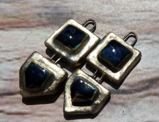 Ceramic Moulded Mixed Shape Charms -Obsidian