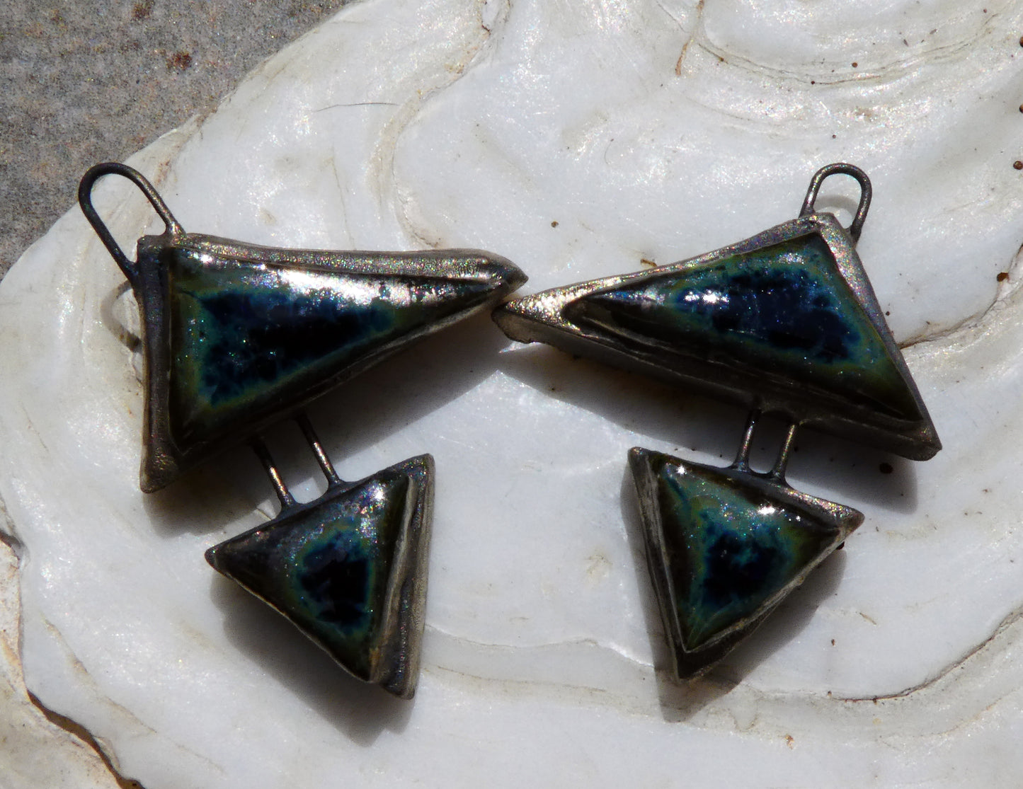 Ceramic Moulded Double Triangle Charms -Granada