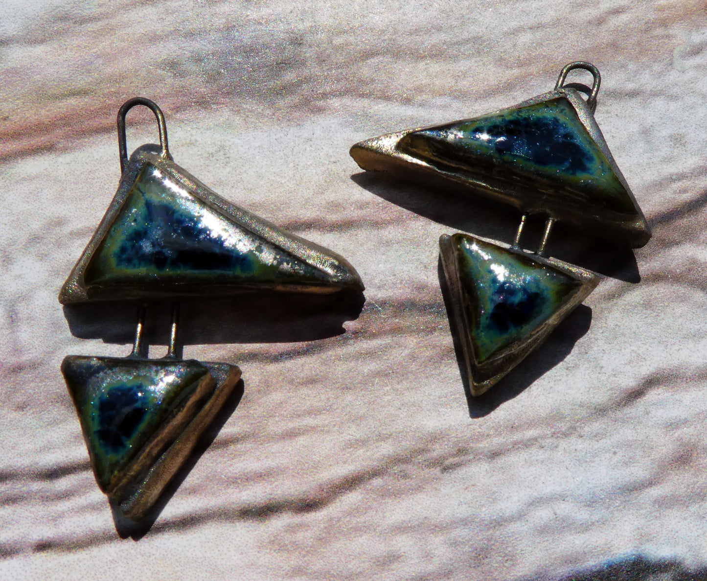 Ceramic Moulded Double Triangle Charms -Granada