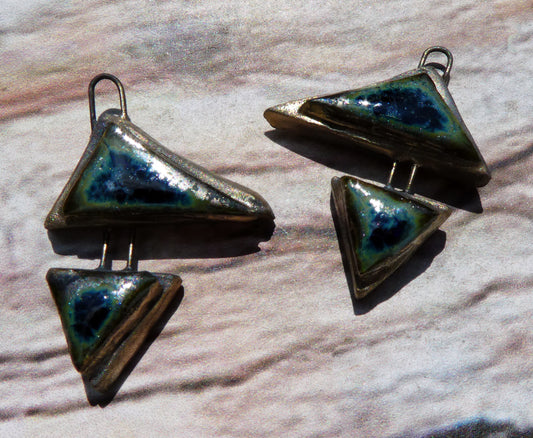 Ceramic Moulded Double Triangle Charms -Granada