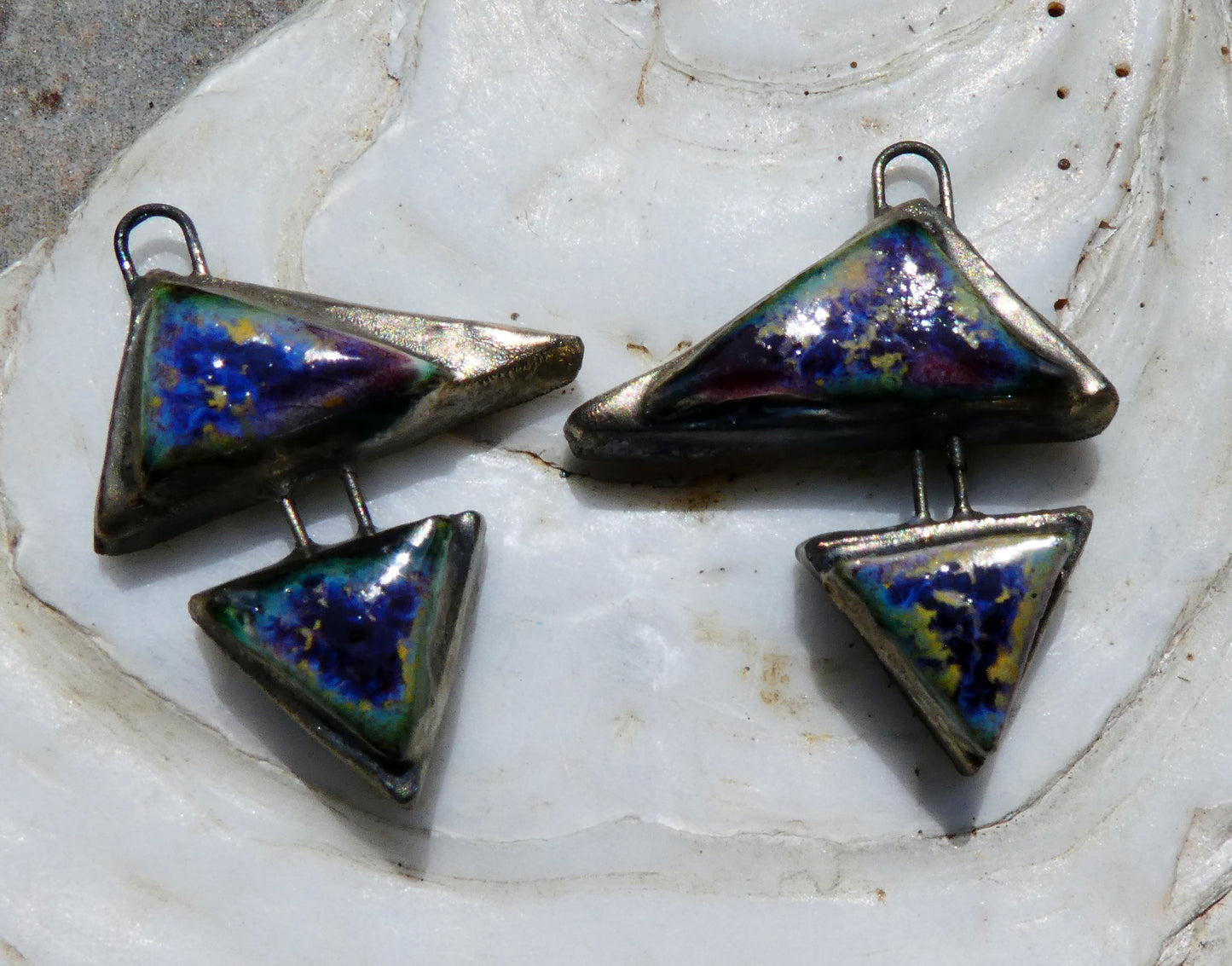 Ceramic Moulded Double Triangle Charms -Sailors Delight