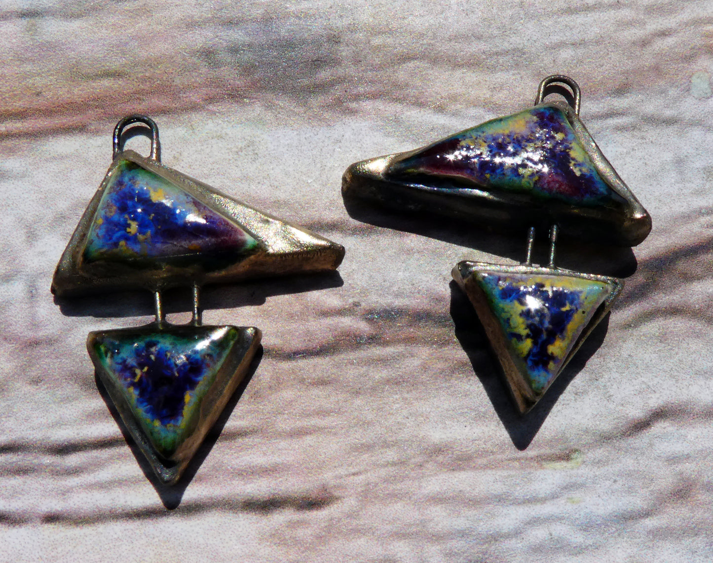 Ceramic Moulded Double Triangle Charms -Sailors Delight