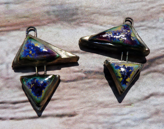 Ceramic Moulded Double Triangle Charms -Sailors Delight