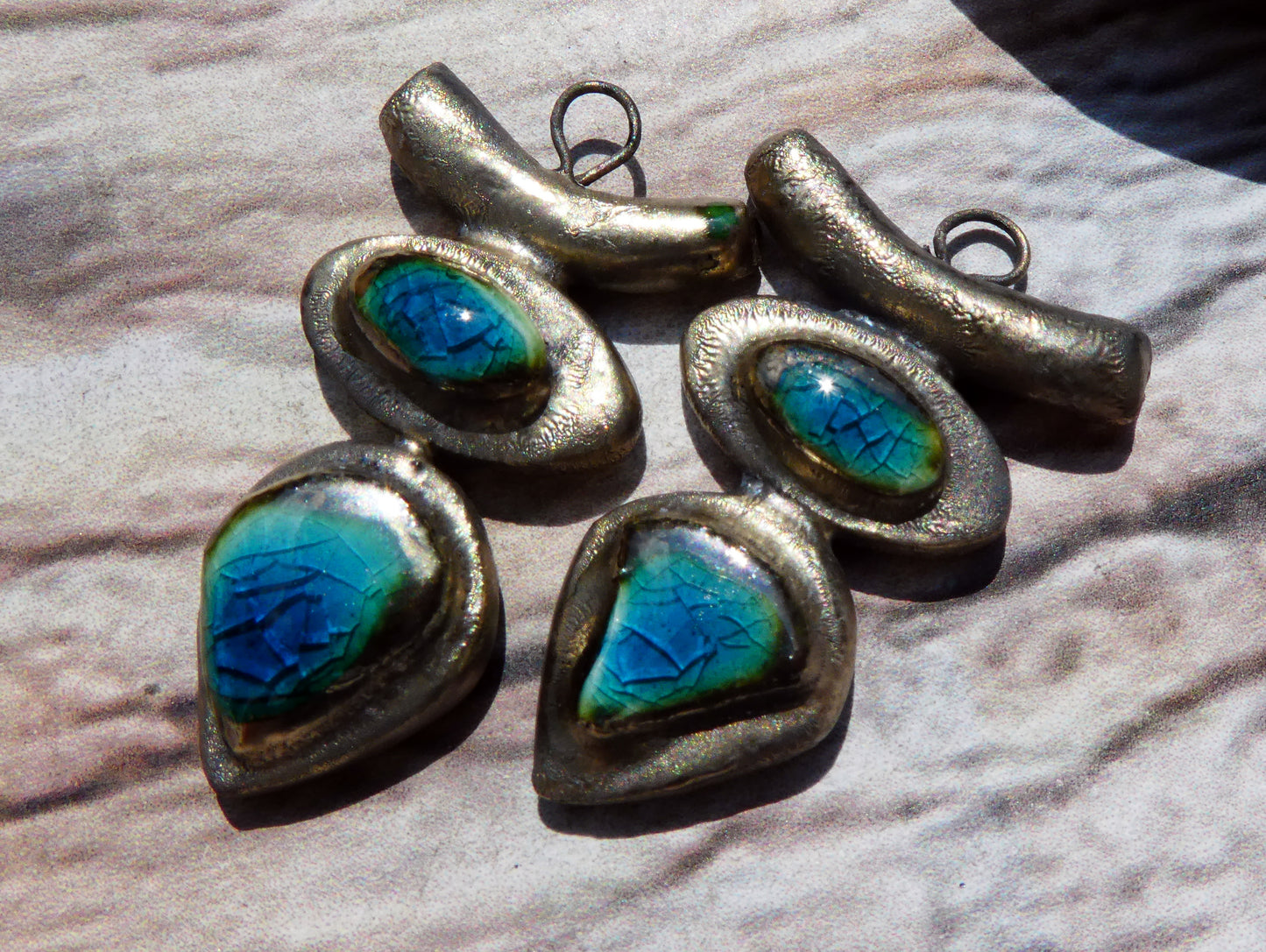 Ceramic Moulded Goddess Stack Charms -Oriental Blue