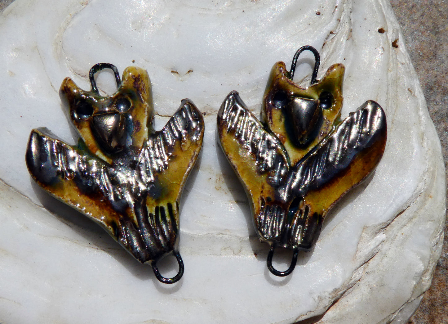 Ceramic Bird Goddess Connectors - Pagoda