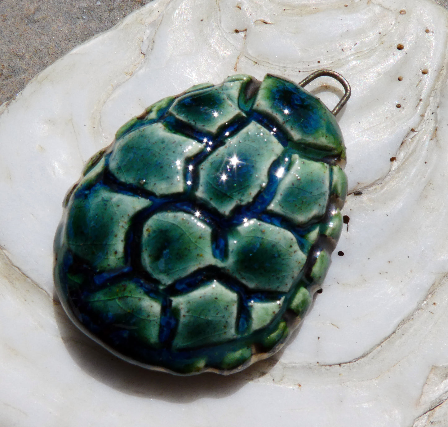 Ceramic Turtle Shell Pendant - Bora Bora