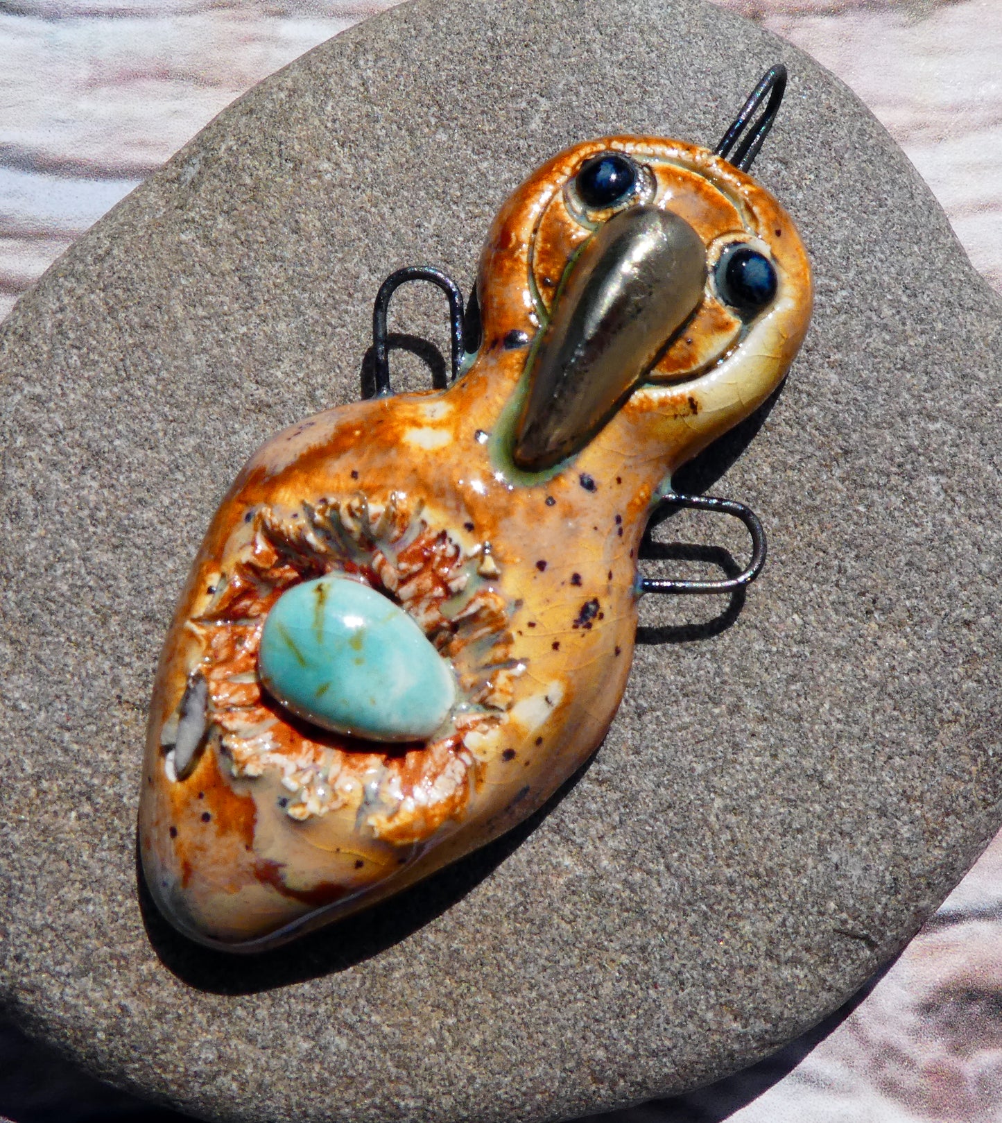 Ceramic Bird Goddess Pendant #1