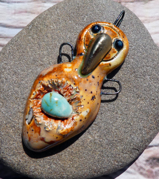 Ceramic Bird Goddess Pendant #1