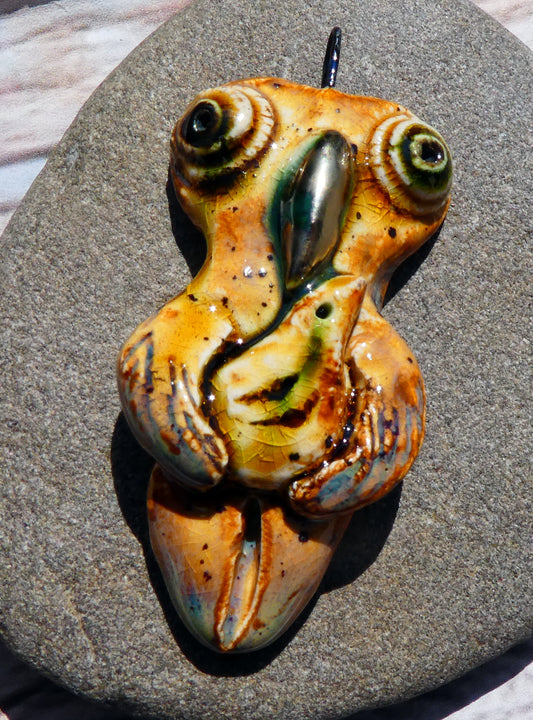 Ceramic Bird Goddess Pendant #4