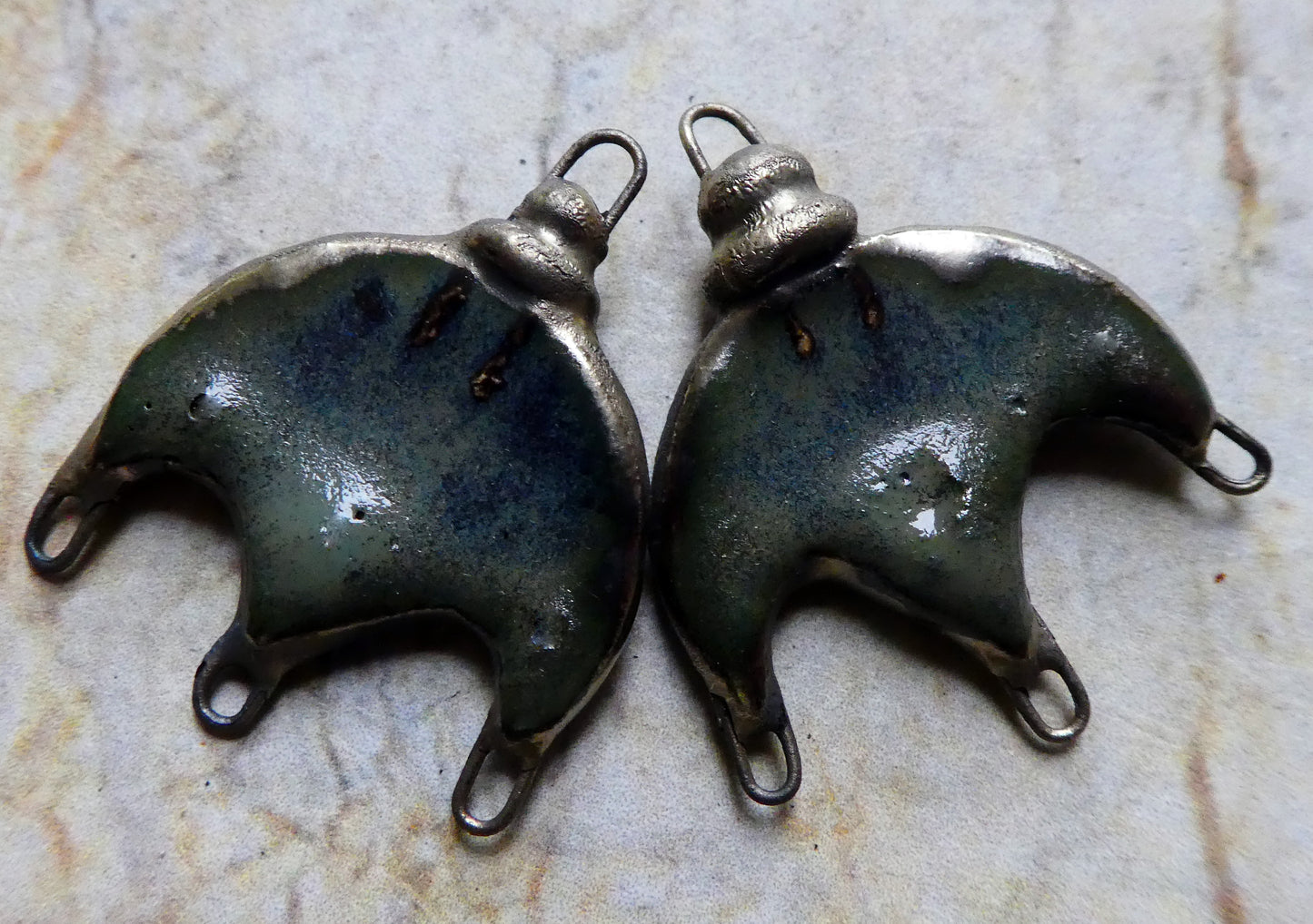 Ceramic Chandelier Earring Connectors - Blue Grotto