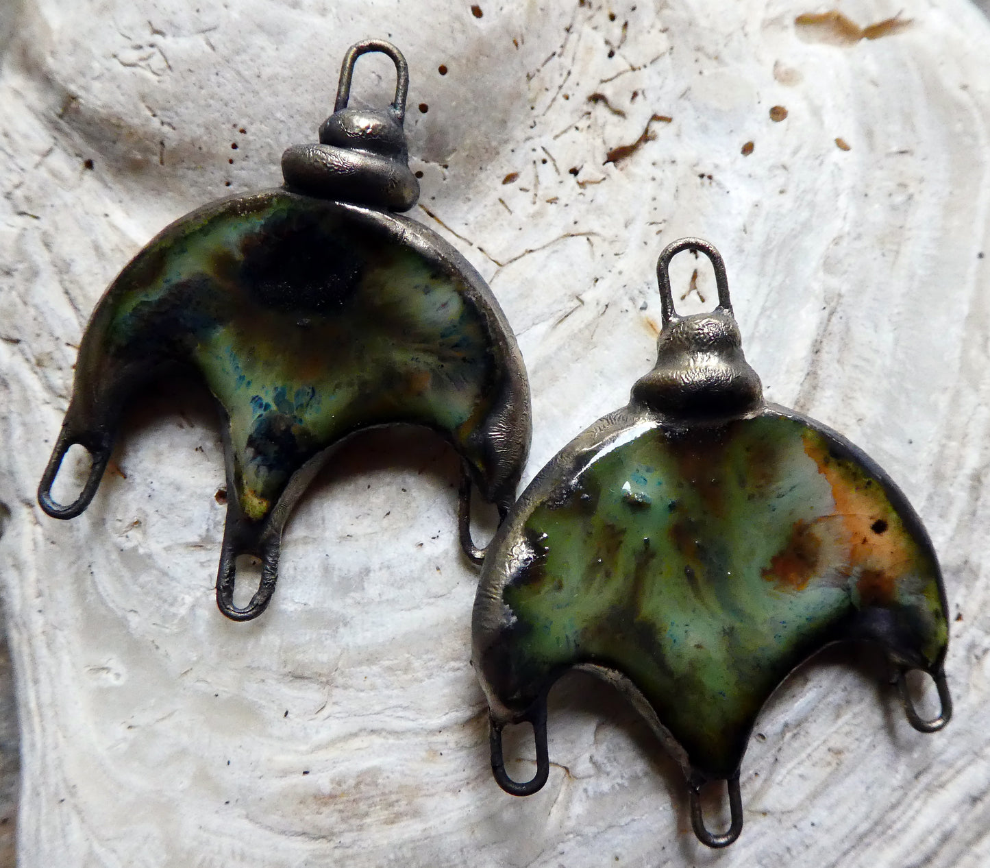 Ceramic Chandelier Earring Connectors -Oriental Caramel