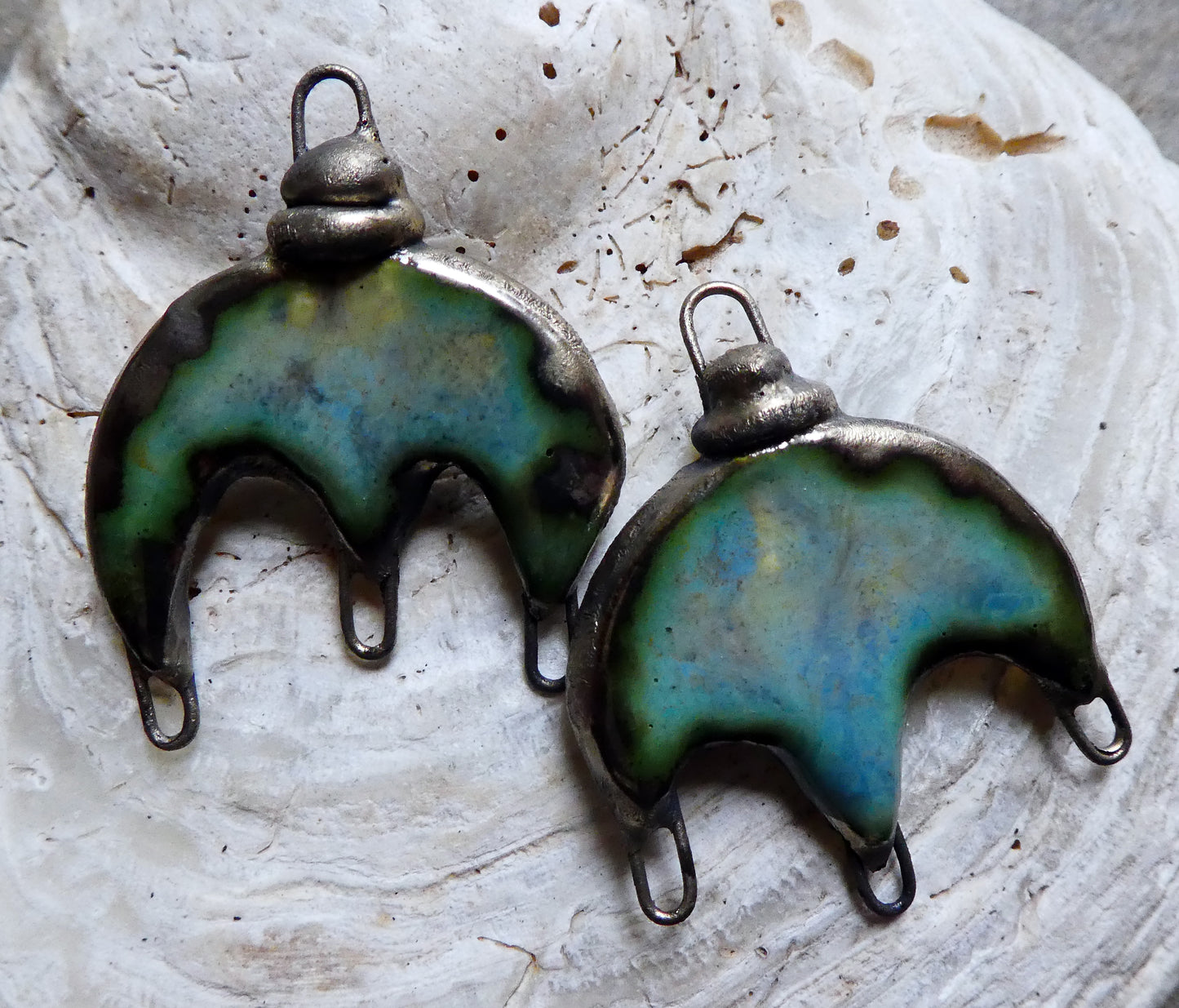 Ceramic Chandelier Earring Connectors -Blue Agate