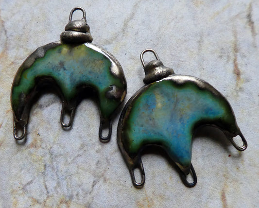 Ceramic Chandelier Earring Connectors -Blue Agate