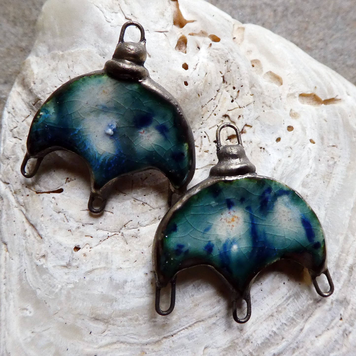 Ceramic Chandelier Earring Connectors -Sea Urchin