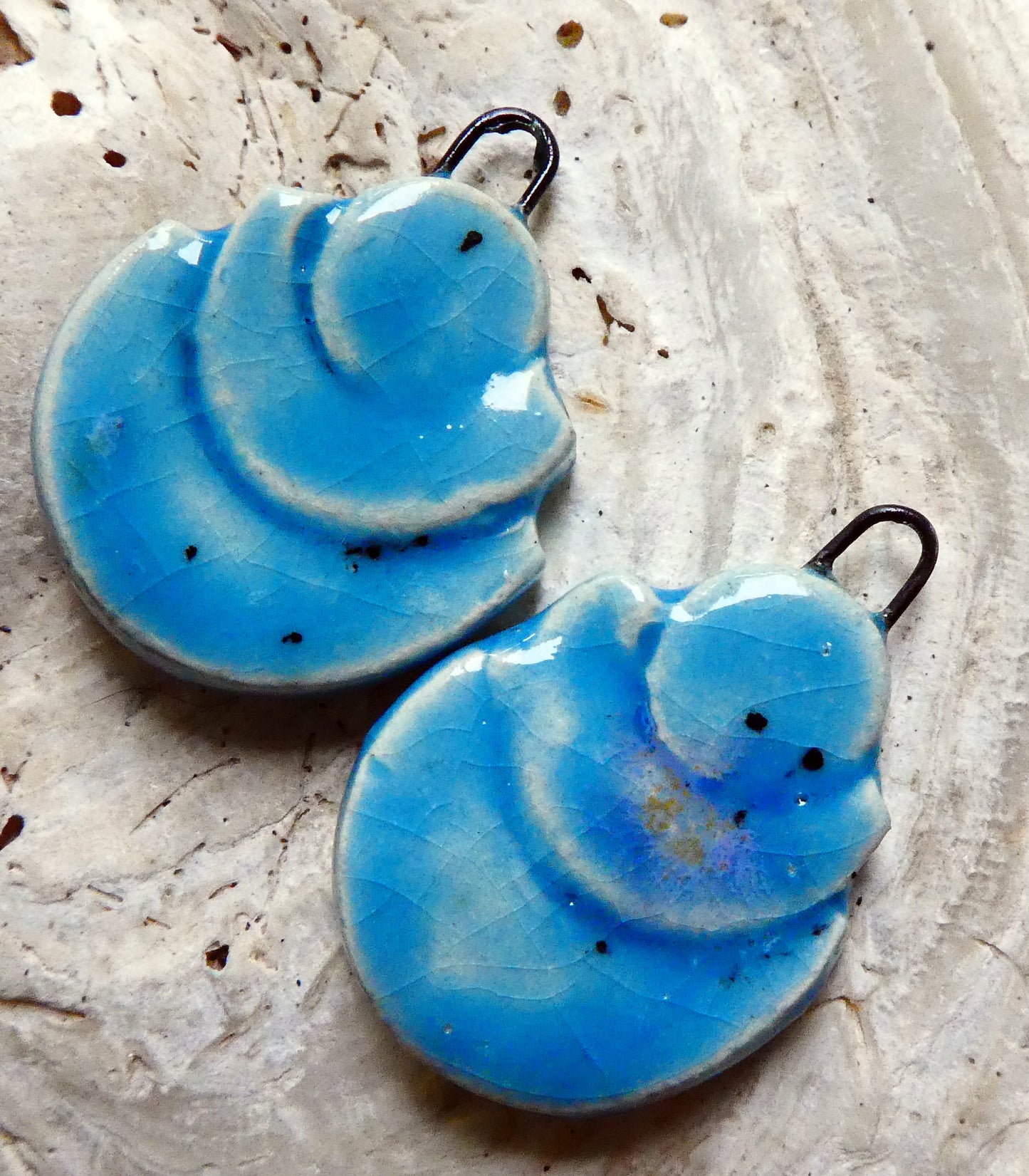 Ceramic Stacked Semi Circle Charms -Tranquil Earth