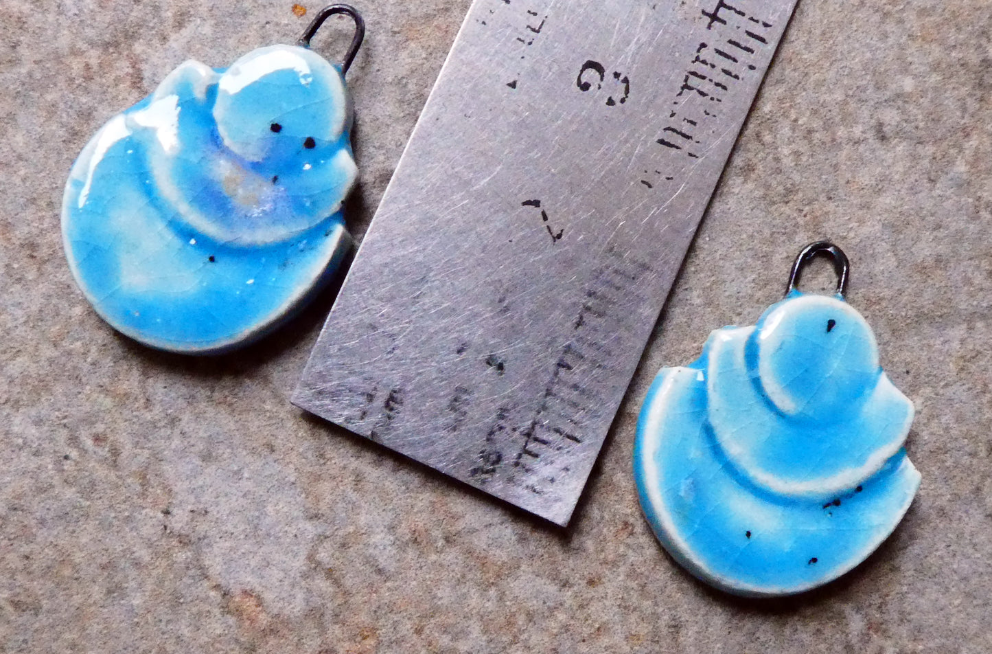 Ceramic Stacked Semi Circle Charms -Tranquil Earth