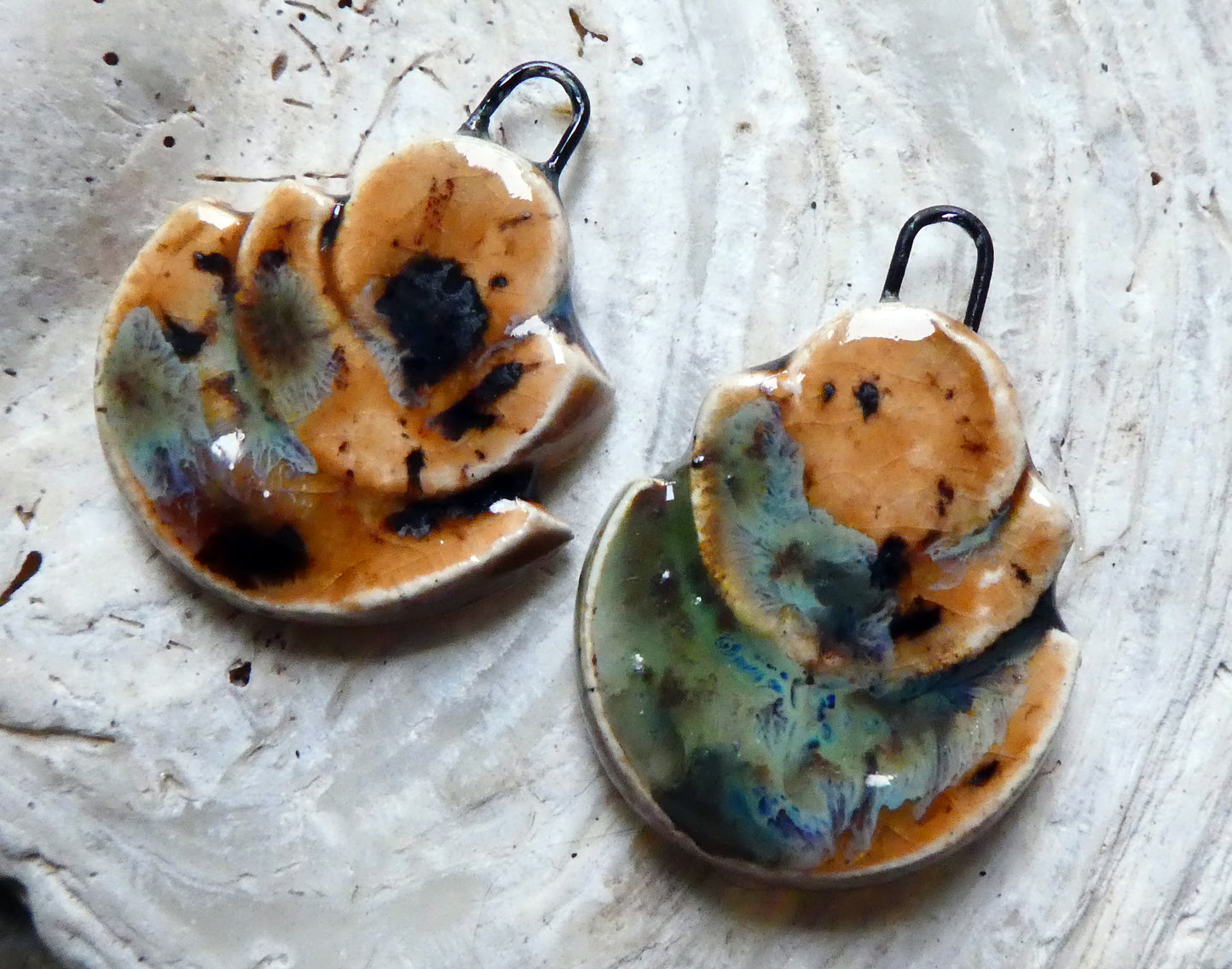 Ceramic Stacked Semi Circle Charms -Oriental Caramel