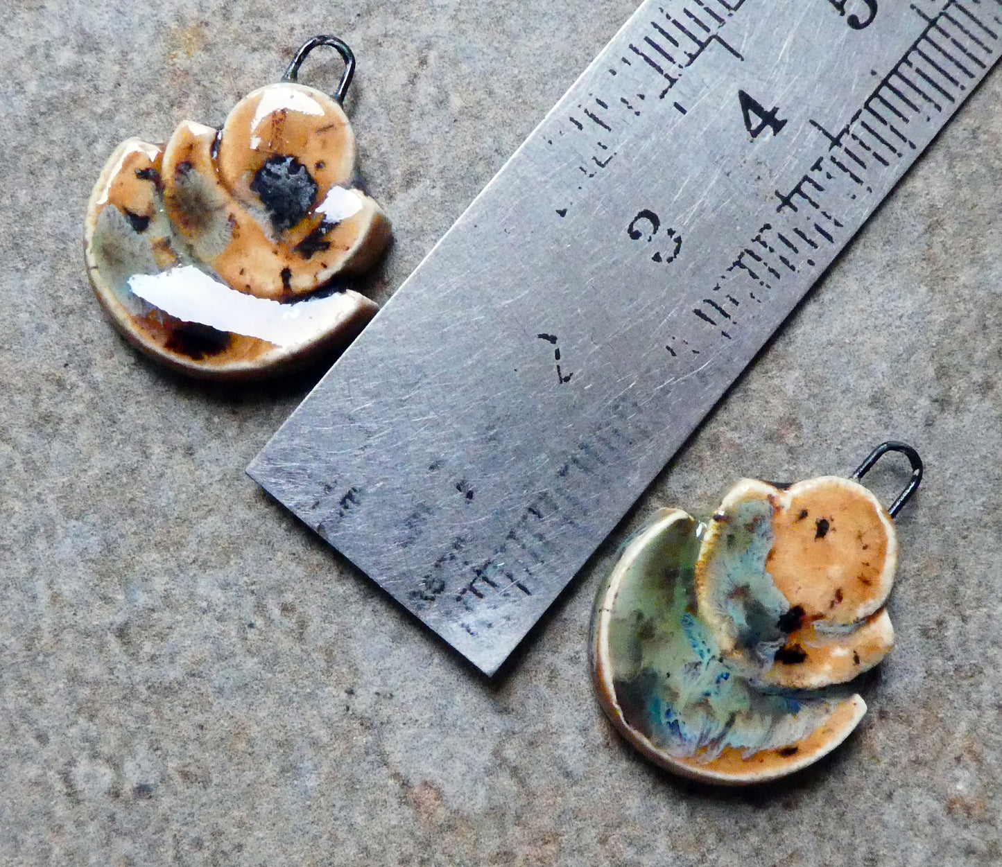 Ceramic Stacked Semi Circle Charms -Oriental Caramel