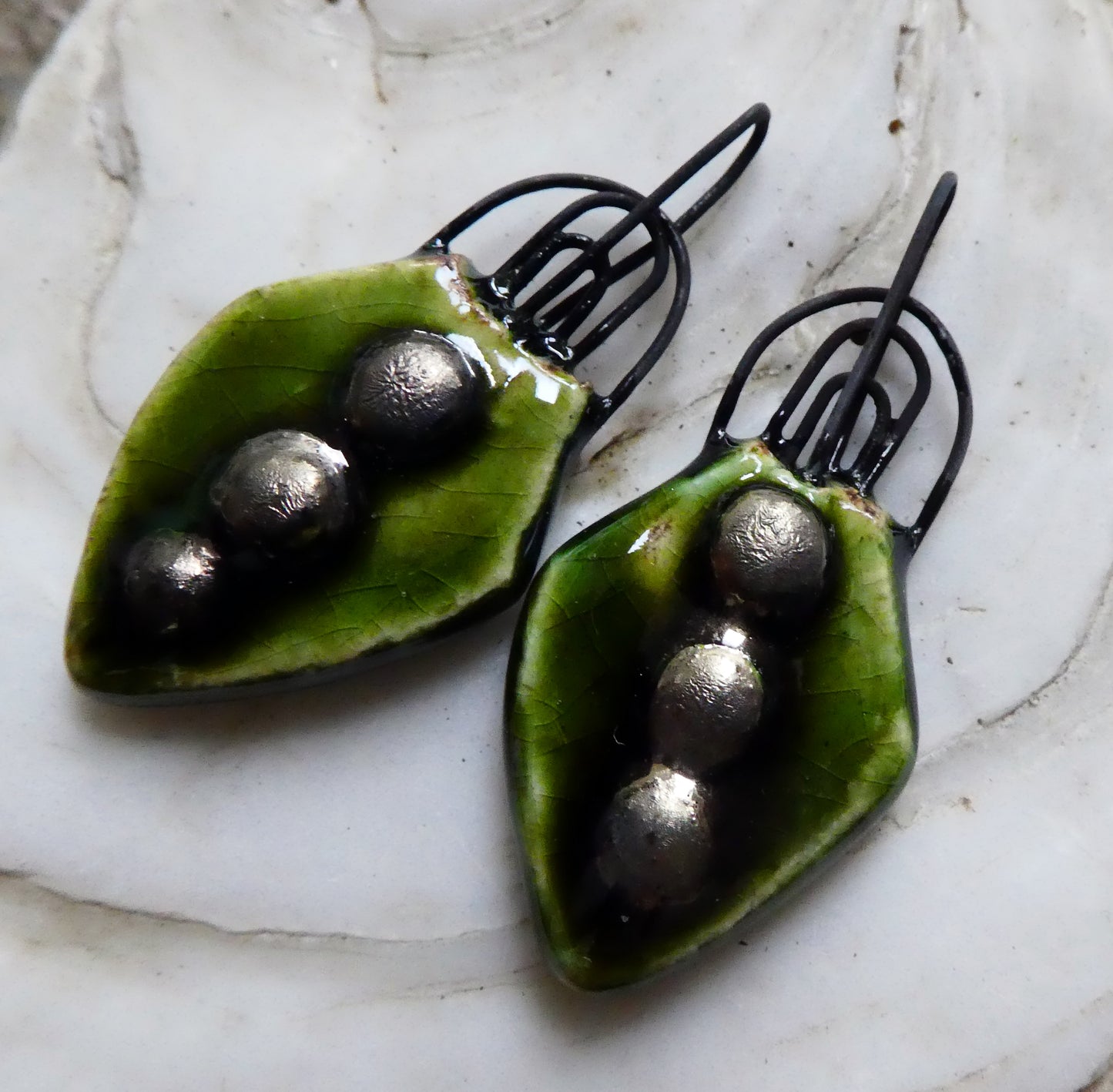 Ceramic Multi Hoop Pointed Charms -Olive