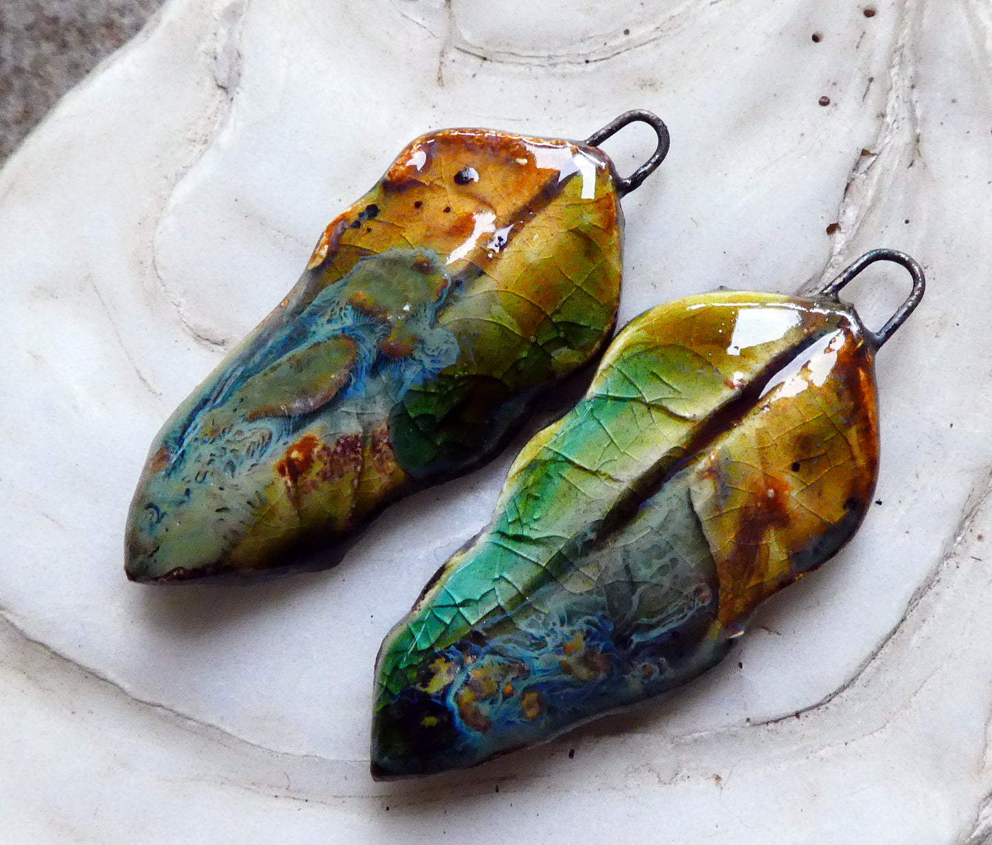 Ceramic Super Slim Autumn Leaf Charms #6