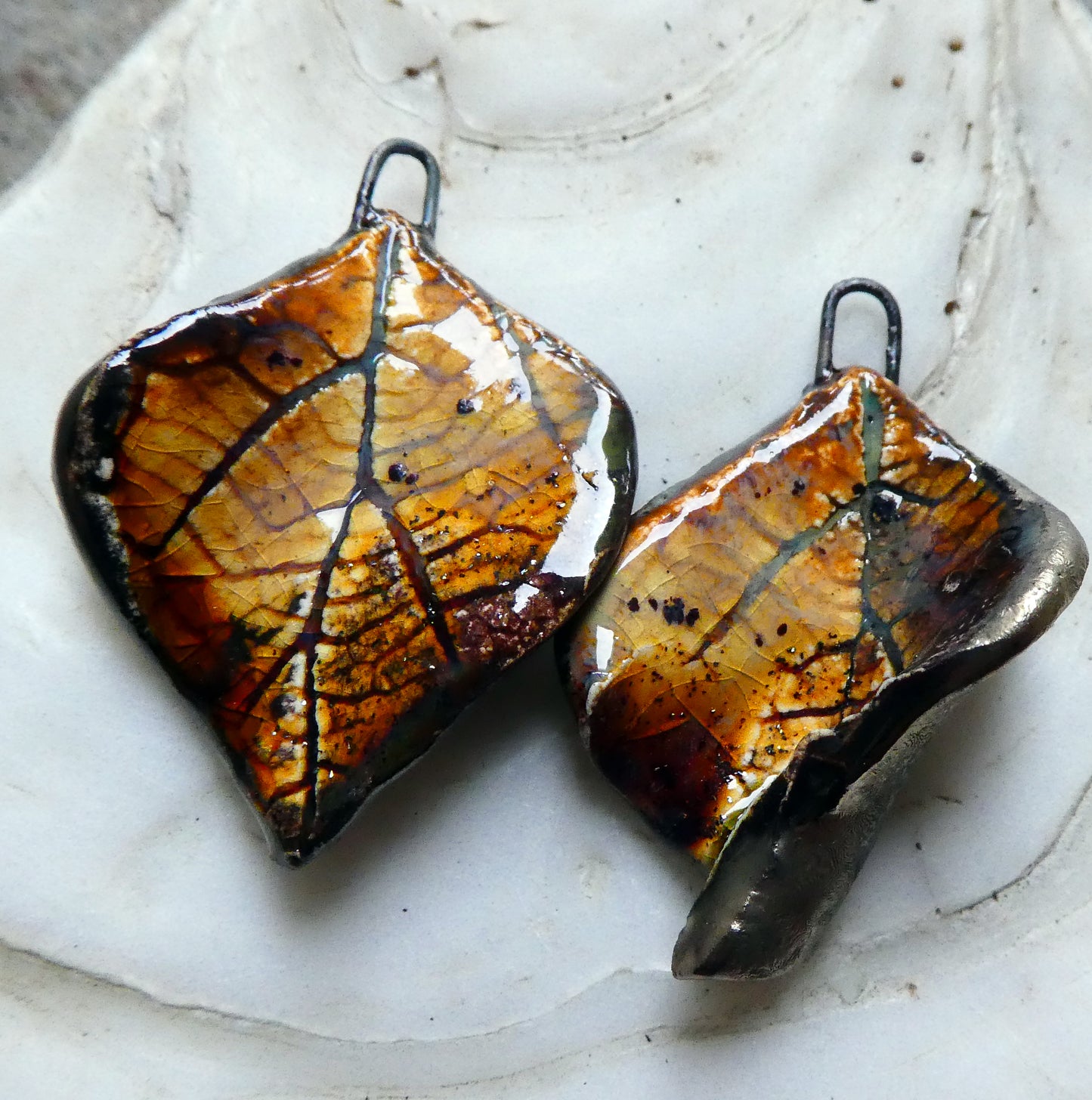 Ceramic Super Slim Autumn Leaf Charms #7