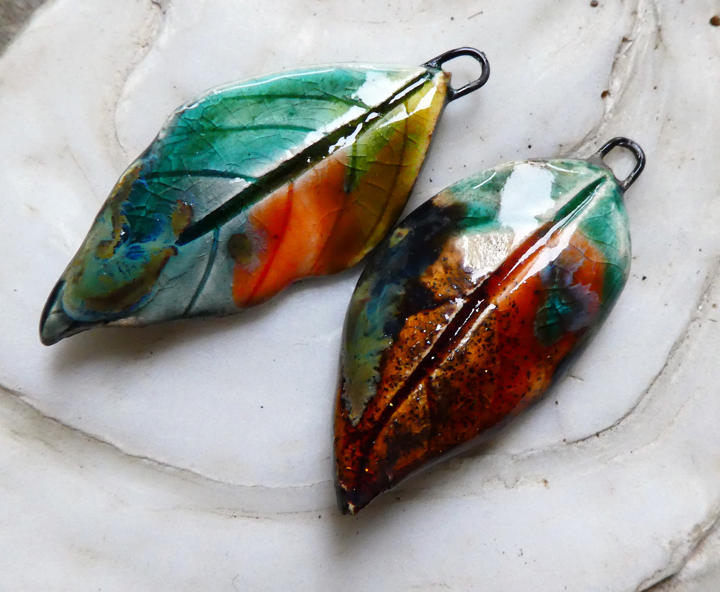 Ceramic Super Slim Autumn Leaf Charms #9