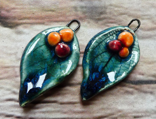 Ceramic Autumn Leaf and Berries Charms -Bora Bora