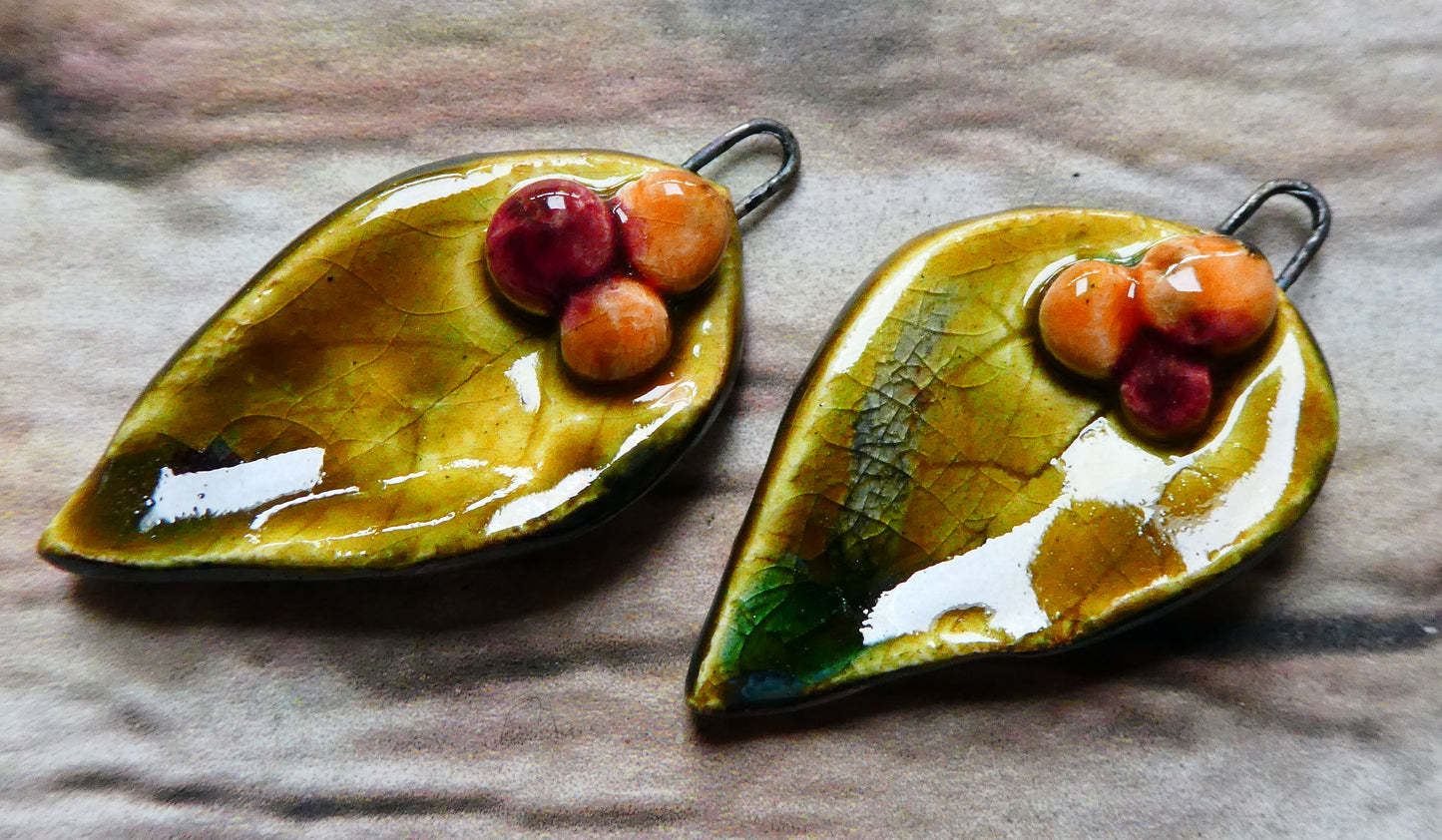Ceramic Autumn Leaf and Berries Charms -Billabong