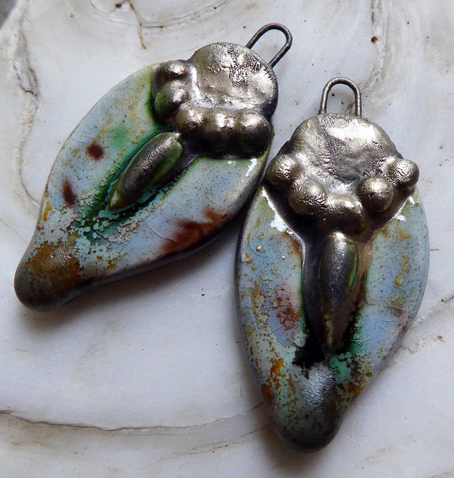 Ceramic Decorative Pointy Charms - Spotted Malachite