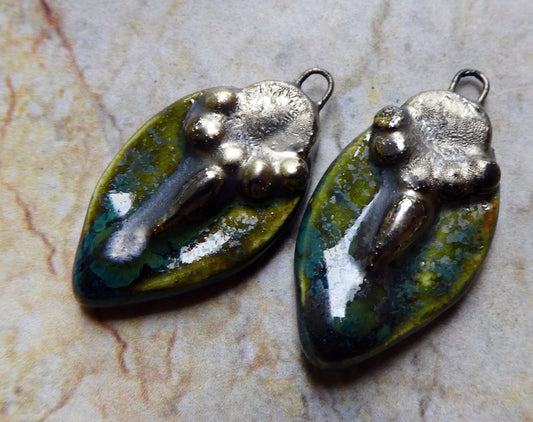 Ceramic Decorative Pointy Charms - Dark Jade