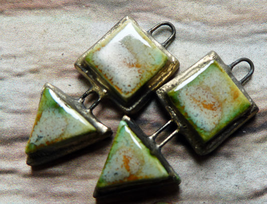 Ceramic Moulded Square and Triangle Charms - Stone