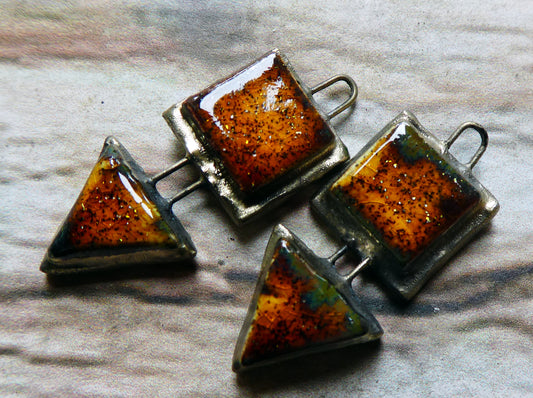 Ceramic Moulded Square and Triangle Charms - Amber Sparks