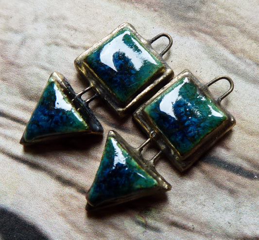 Ceramic Moulded Square and Triangle Charms - Bora Bora