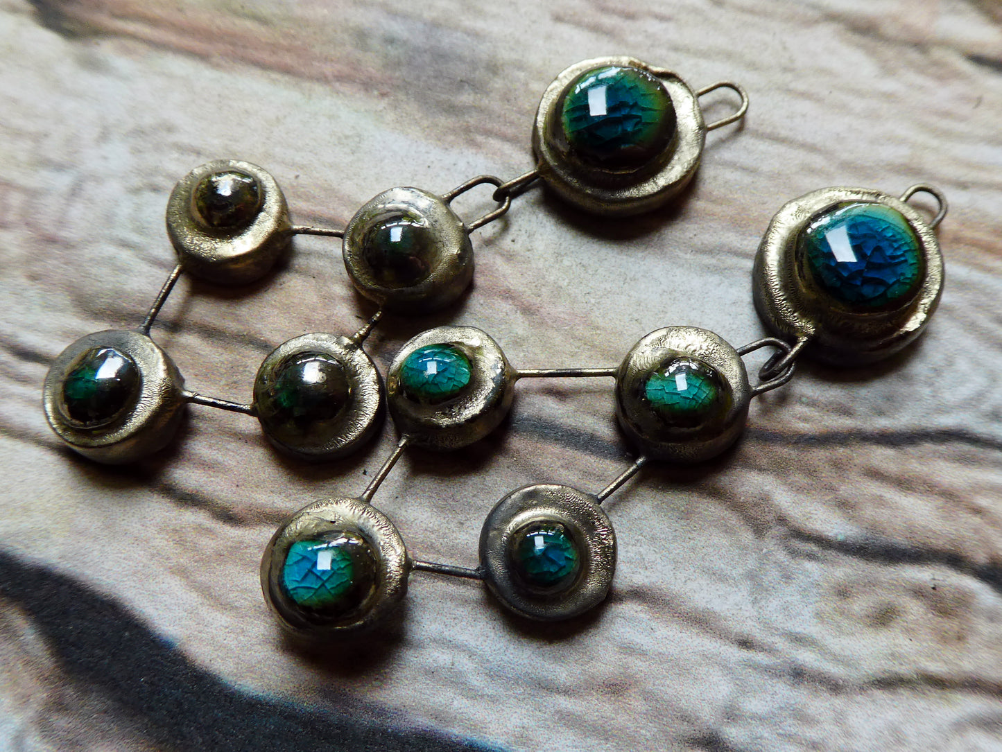 Ceramic Moulded Multi Disc Dangles - Oriental Blue