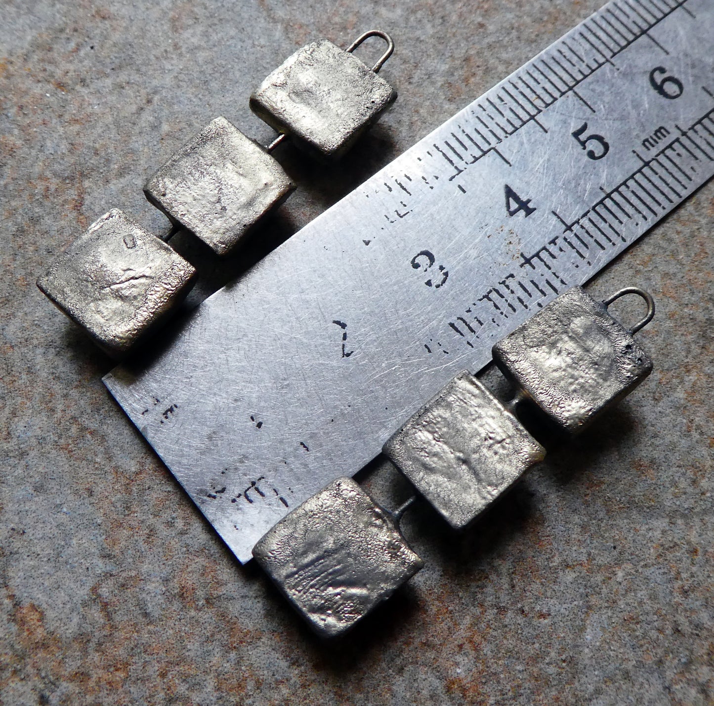 Ceramic Moulded Square Stack Charms - Obsidian