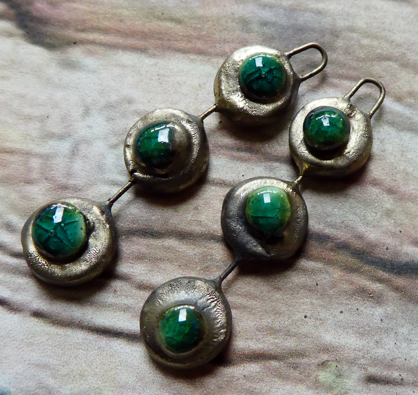 Ceramic Moulded Disc Stack Charms -Oriental Blue