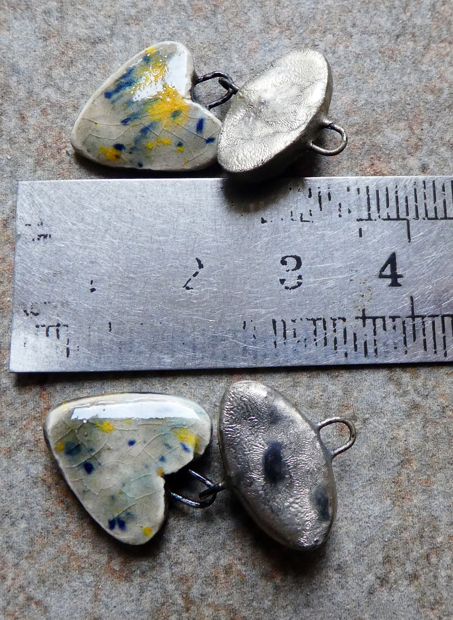Ceramic Moulded Oval and Leaf Dangles - Fireflies