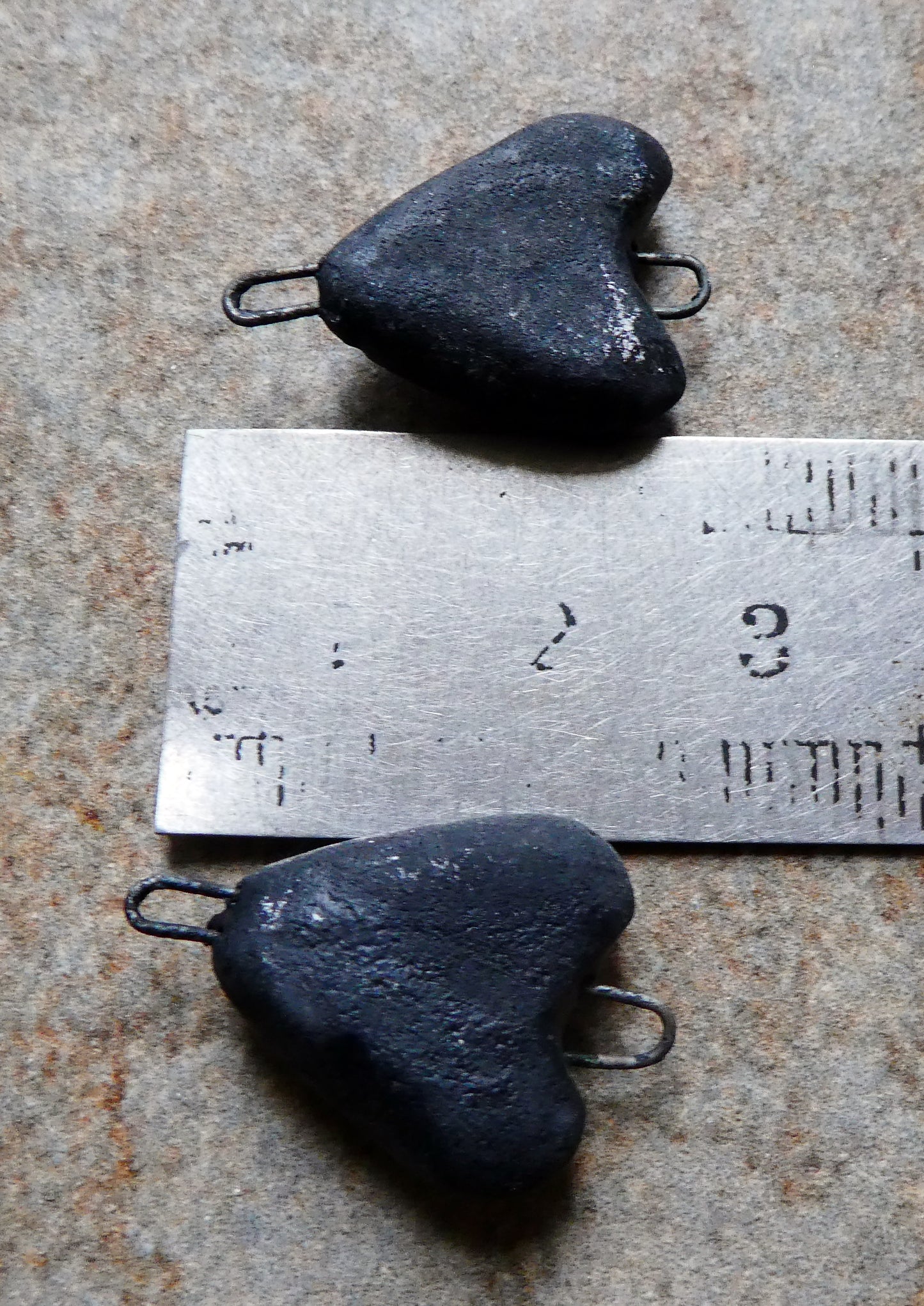 Ceramic Slashed Heart Charms - Matte Black