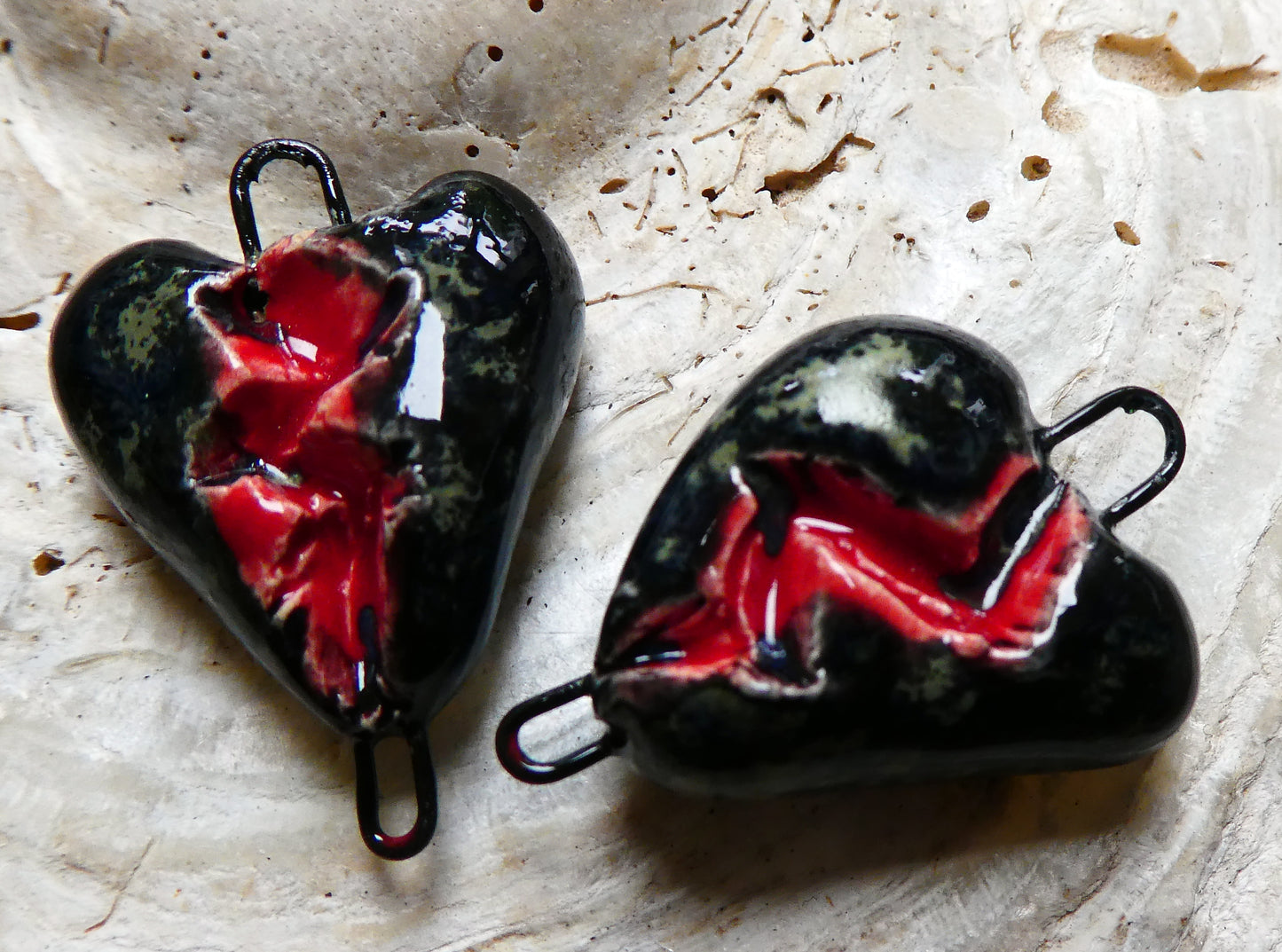 Ceramic Slashed Heart Charms - Constellation