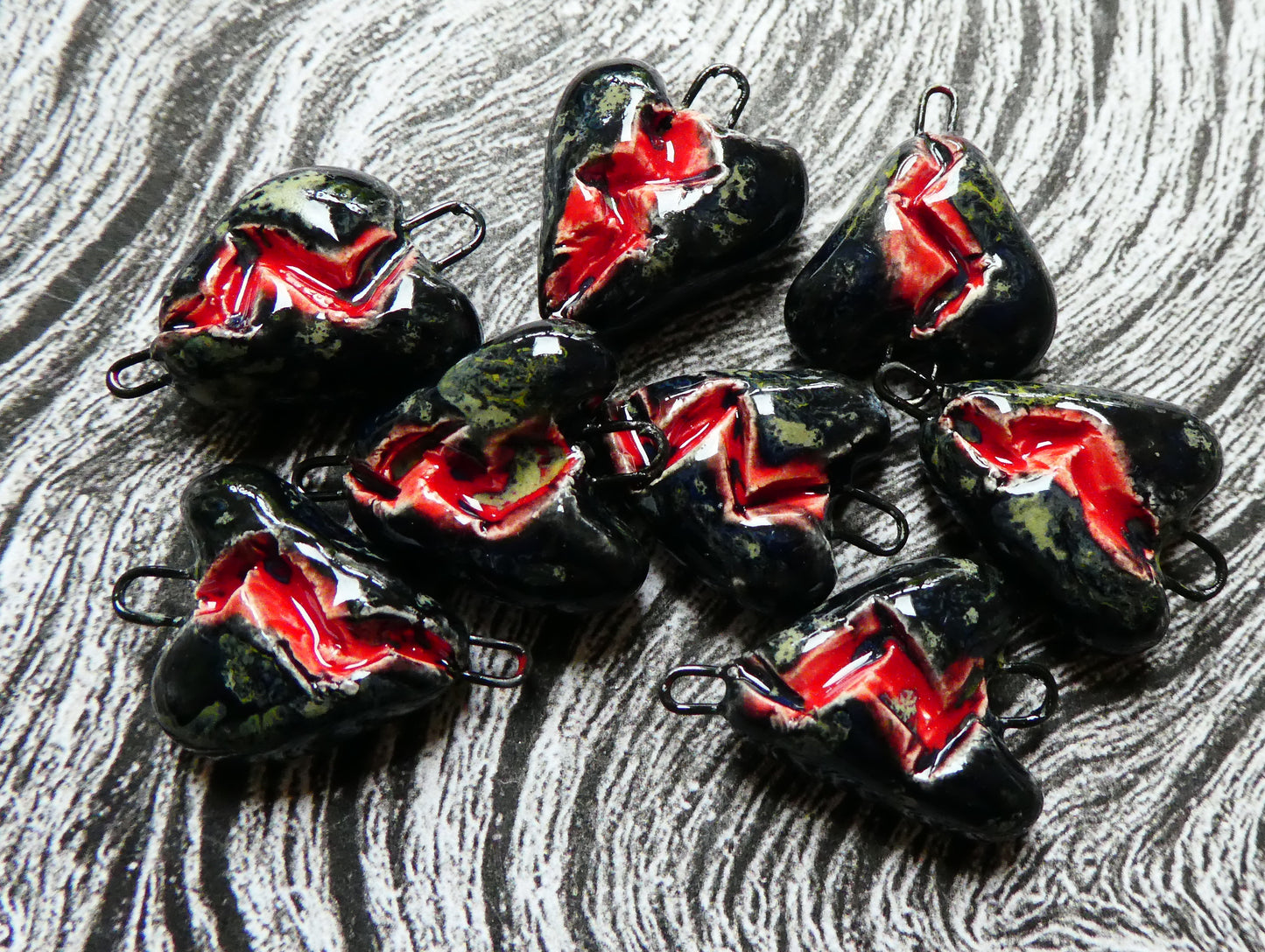 Ceramic Slashed Heart Charms - Constellation