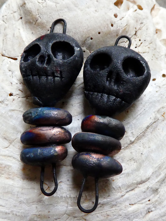 Ceramic Skull Connectors - Matte Black