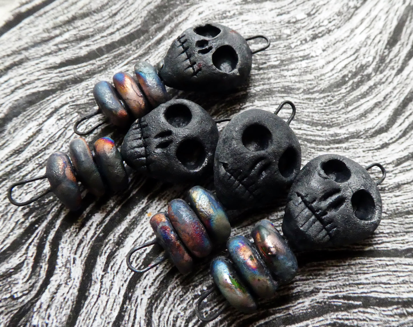 Ceramic Skull Connectors - Matte Black