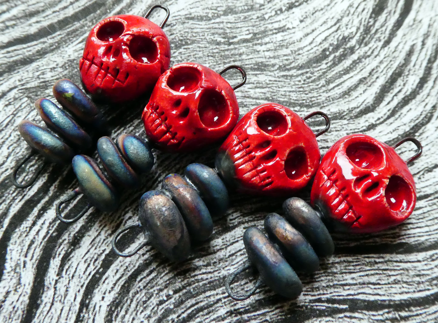 Ceramic Skull Connectors - Red